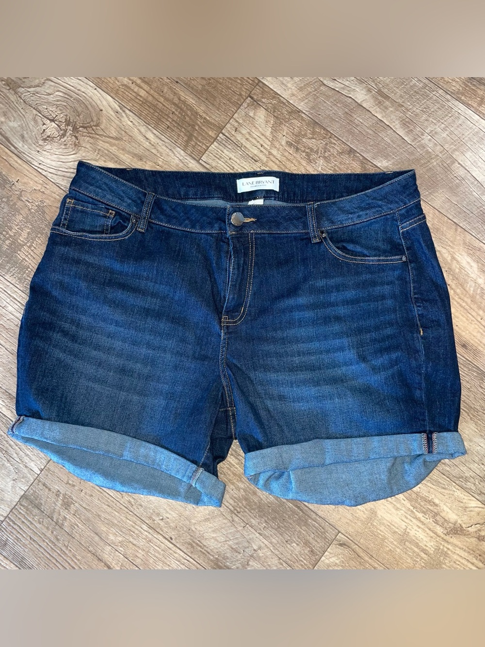 Lane Bryant Indigo Roll-Cuff Denim Shorts